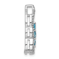 Sterling Silver Rhodium-plated Light Swiss Blue Topaz Chain Slide