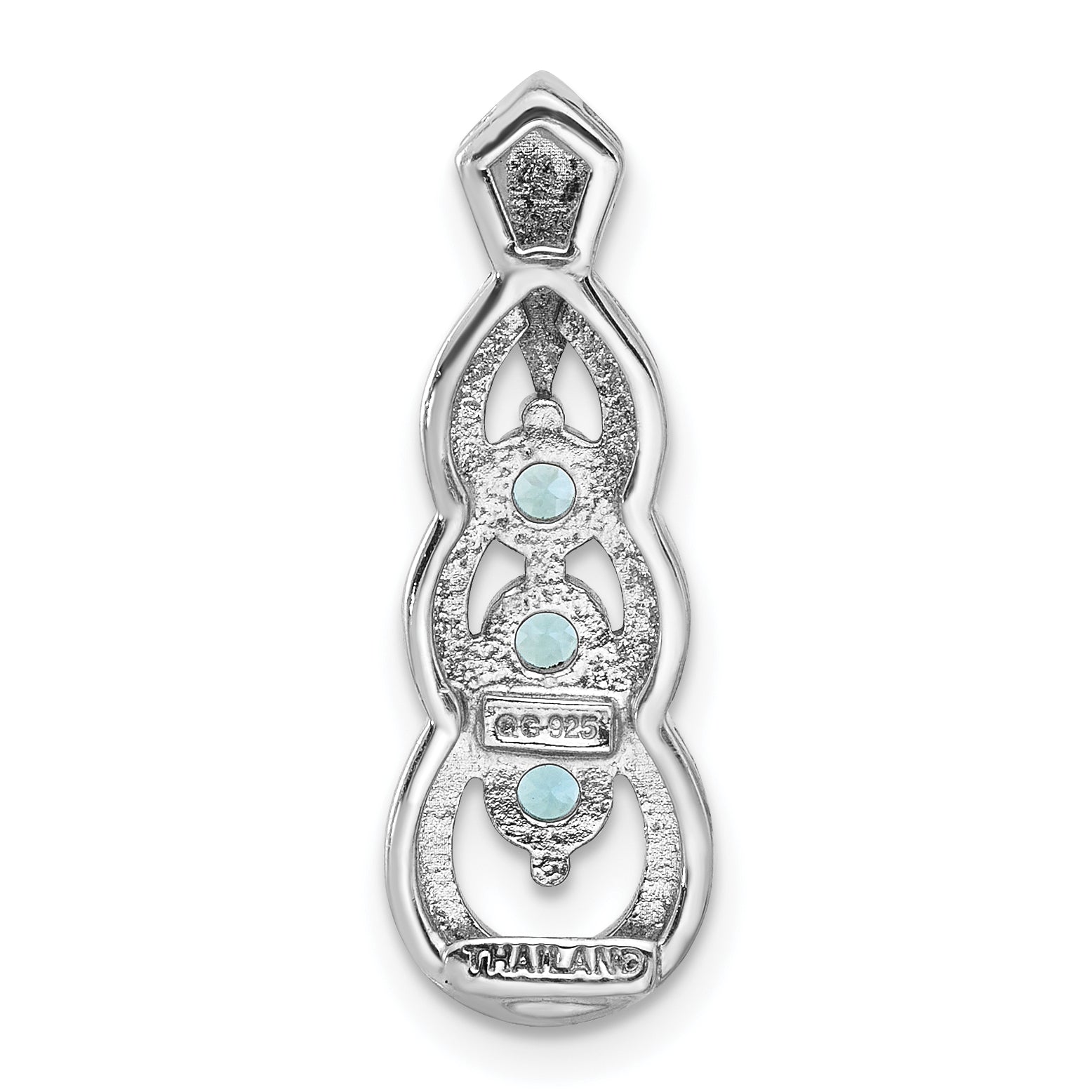 Sterling Silver Rhodium-plated Light Swiss Blue Topaz Chain Slide