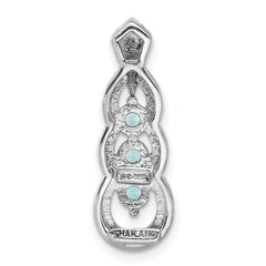 Sterling Silver Rhodium-plated Light Swiss Blue Topaz Chain Slide