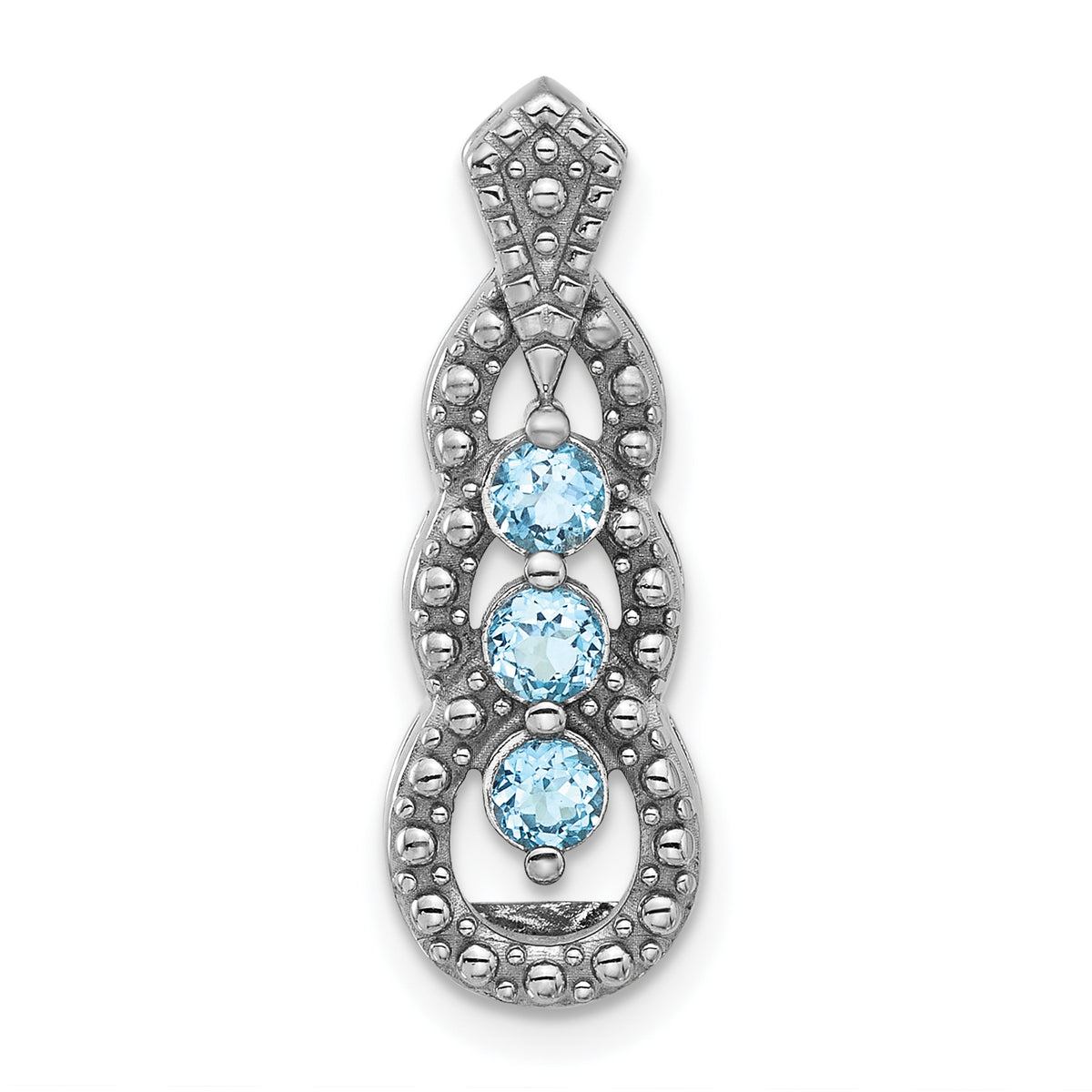 Sterling Silver Rhodium-plated Light Swiss Blue Topaz Chain Slide