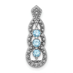 Sterling Silver Rhodium-plated Light Swiss Blue Topaz Chain Slide