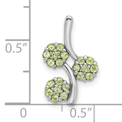 Sterling Silver Rhodium-plated Peridot Flowers Chain Slide