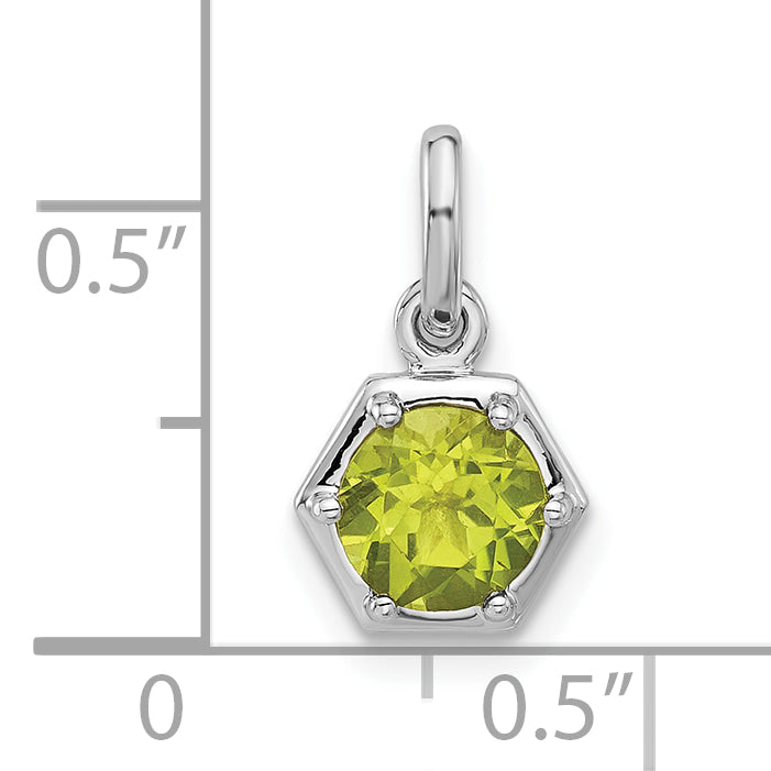 Sterling Silver Rhodium-plated Polished Solitaire Peridot Charm Pendant