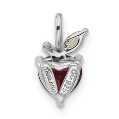 Sterling Silver Rhodium-plated Garnet and Peridot Apple Pendant