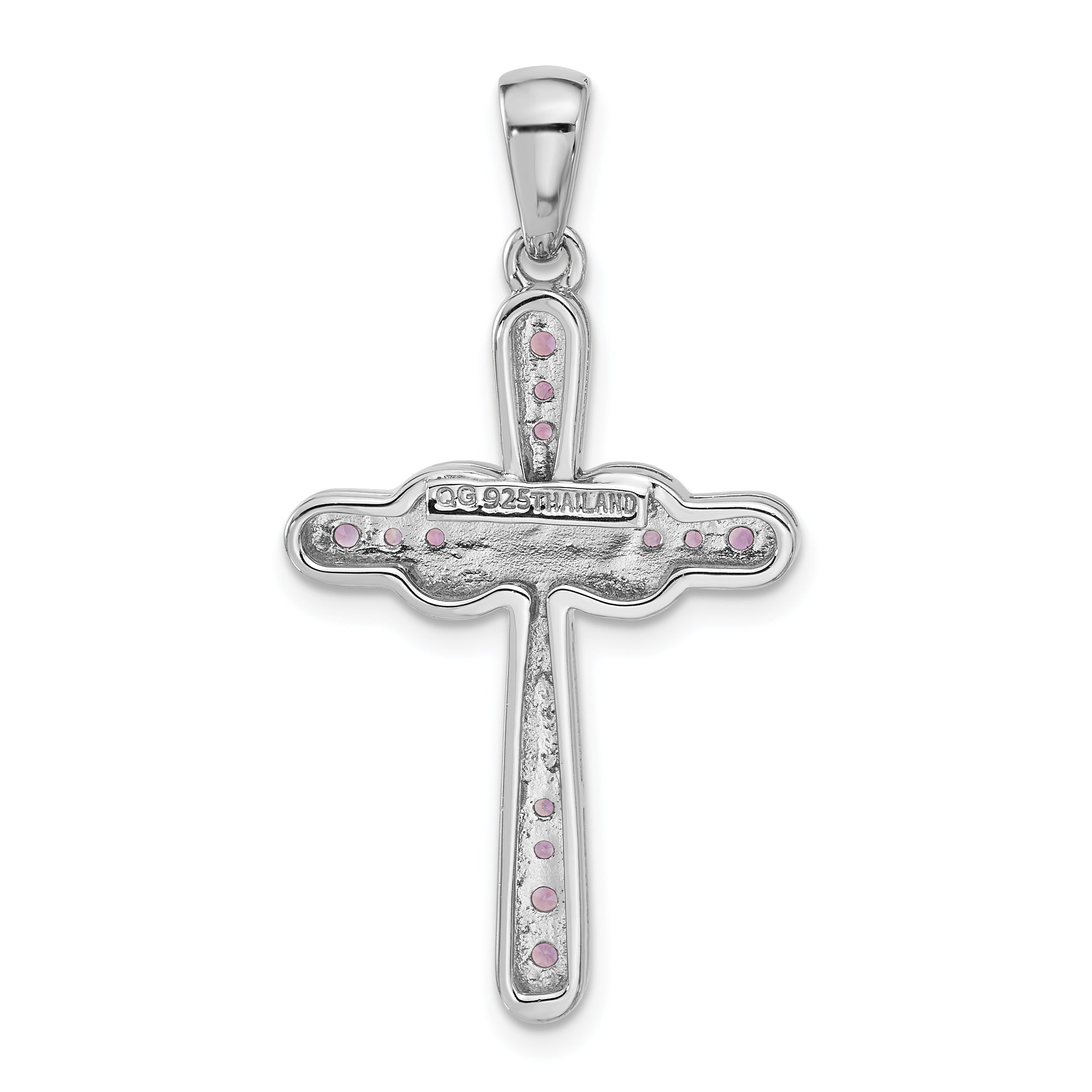 Sterling Silver Rhodium-plated Amethyst Infinity Cross Pendant