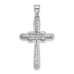 Sterling Silver Rhodium-plated Amethyst Infinity Cross Pendant