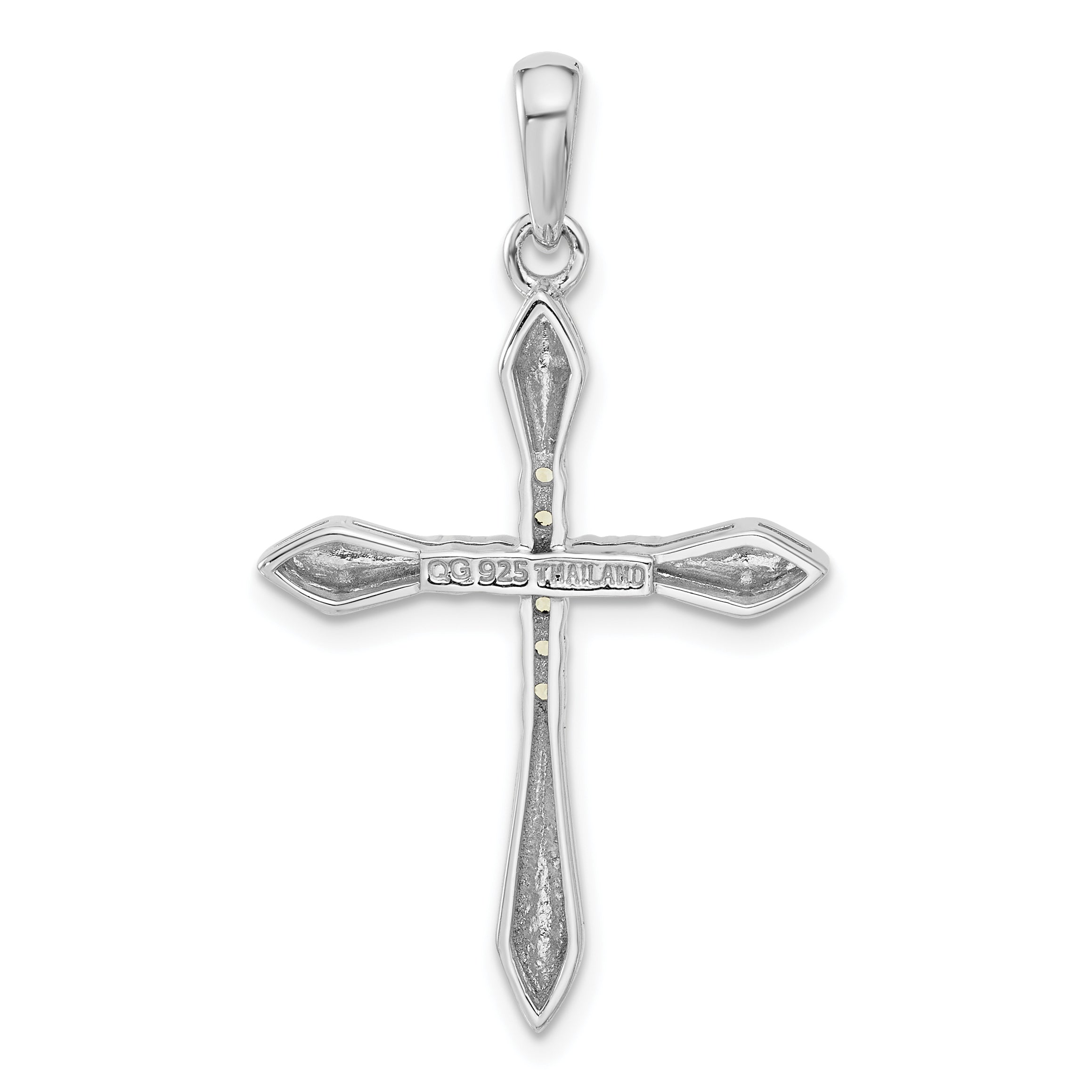 Sterling Silver Rhodium-plated Peridot Cross Pendant