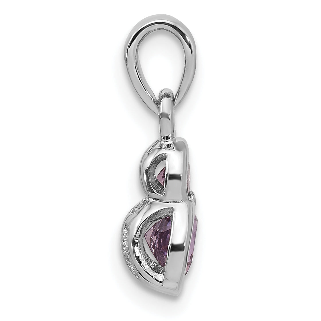 Sterling Silver Rhodium-plated Polished Amethyst Pendant