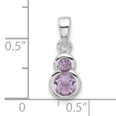 Sterling Silver Rhodium-plated Polished Amethyst Pendant