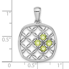 Sterling Silver Rhodium-plated Peridot Basket Weave Design Pendant