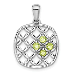 Sterling Silver Rhodium-plated Peridot Basket Weave Design Pendant