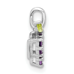 Sterling Silver Rhodium-plated Amethyst and Peridot Grapes Pendant