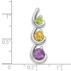 Sterling Silver Rhodium-plated Amethyst Citrine and Peridot Chain Slide