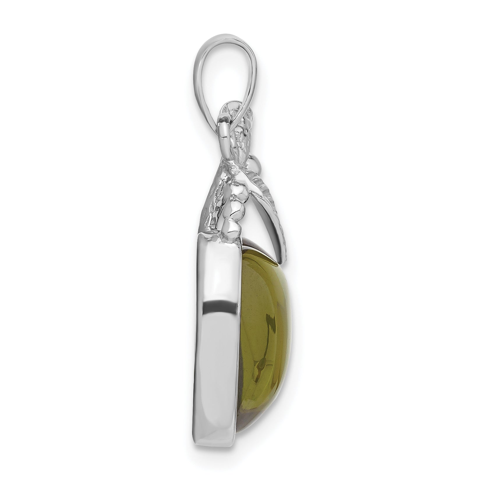 Sterling Silver Green Cabochon CZ Apple Pendant