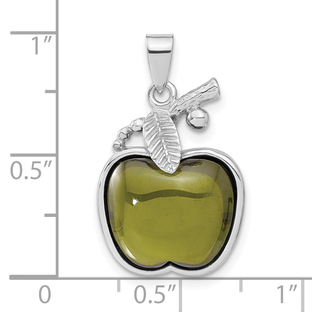 Sterling Silver Green Cabochon CZ Apple Pendant