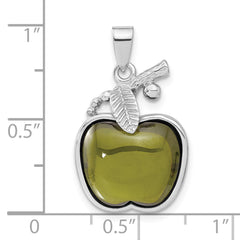 Sterling Silver Green Cabochon CZ Apple Pendant