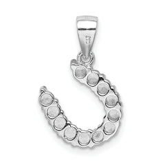 Sterling Silver Rhodium-plated Horseshoe CZ Pendant