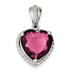 Sterling Silver Heart Red CZ Pendant