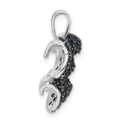 Sterling Silver Antiqued Blue & Clear CZ Butterfly Pendant