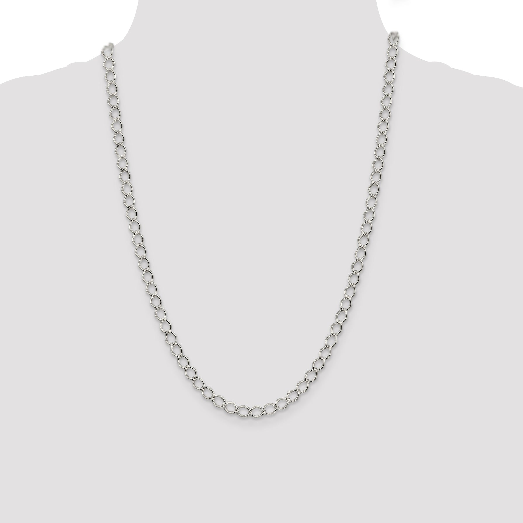 Sterling Silver 5.75mm Fancy Open Curb Chain