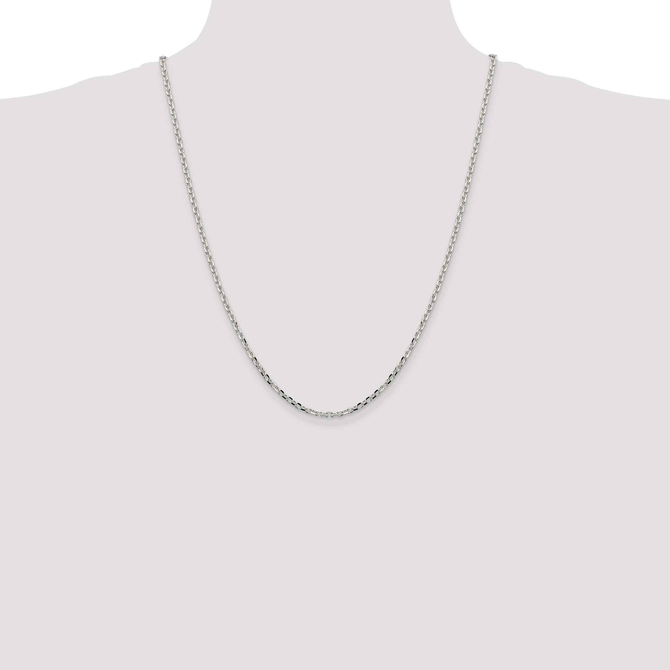 Sterling Silver 2.75mm Diamond-cut Forzantina Cable Chain