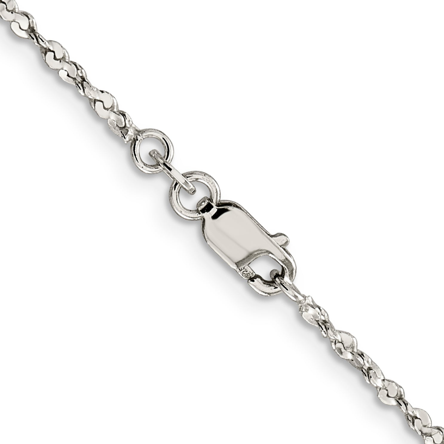 Sophia Jewelers Sterling Silver Polished Twisted Serpentine Chain Necklace