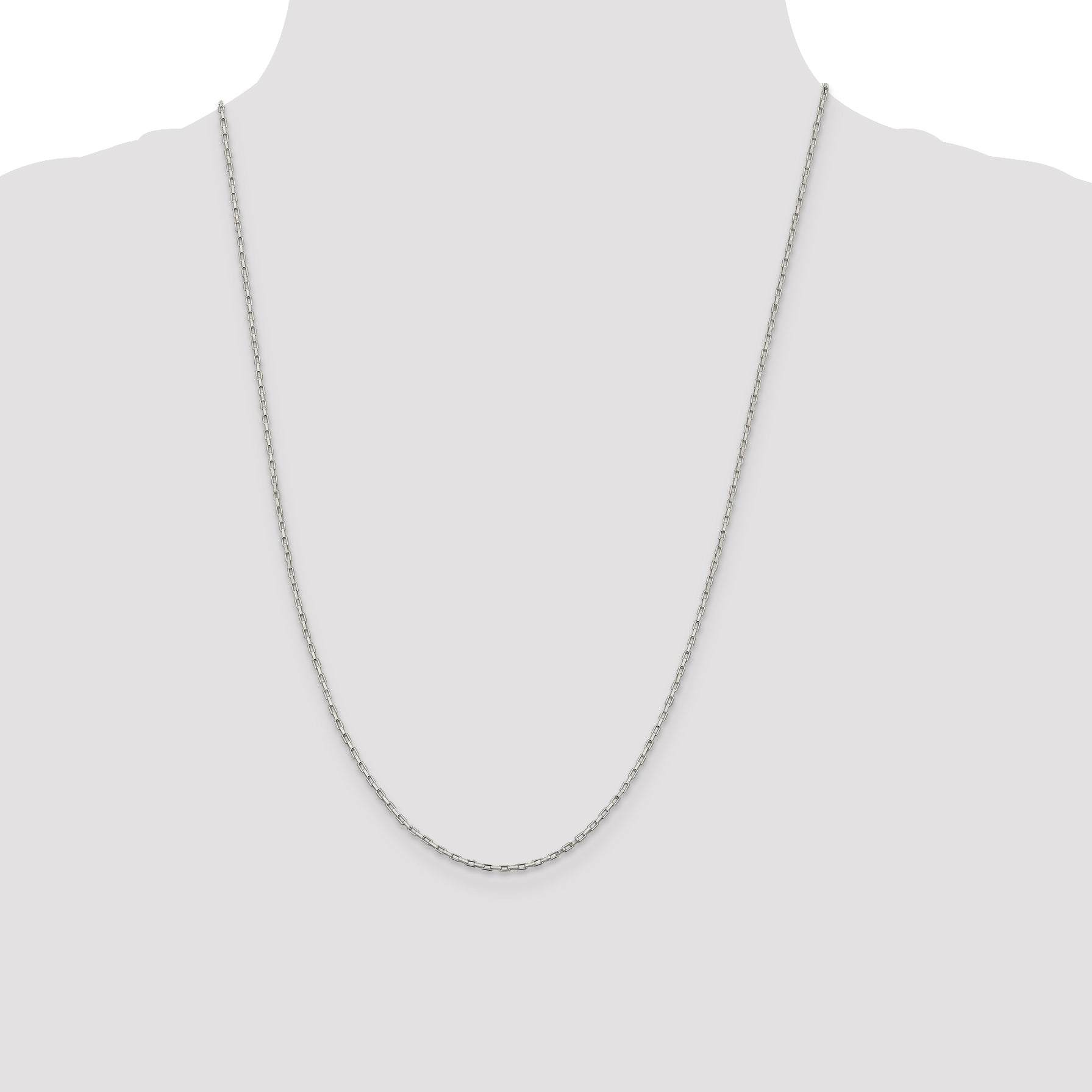 Sterling Silver 925 Polished Elongated Box Chain Necklace Women's 16 Elegant