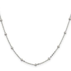 Sophia Jewelers 925 Sterling Silver Polished Beaded Chain Necklace for Women