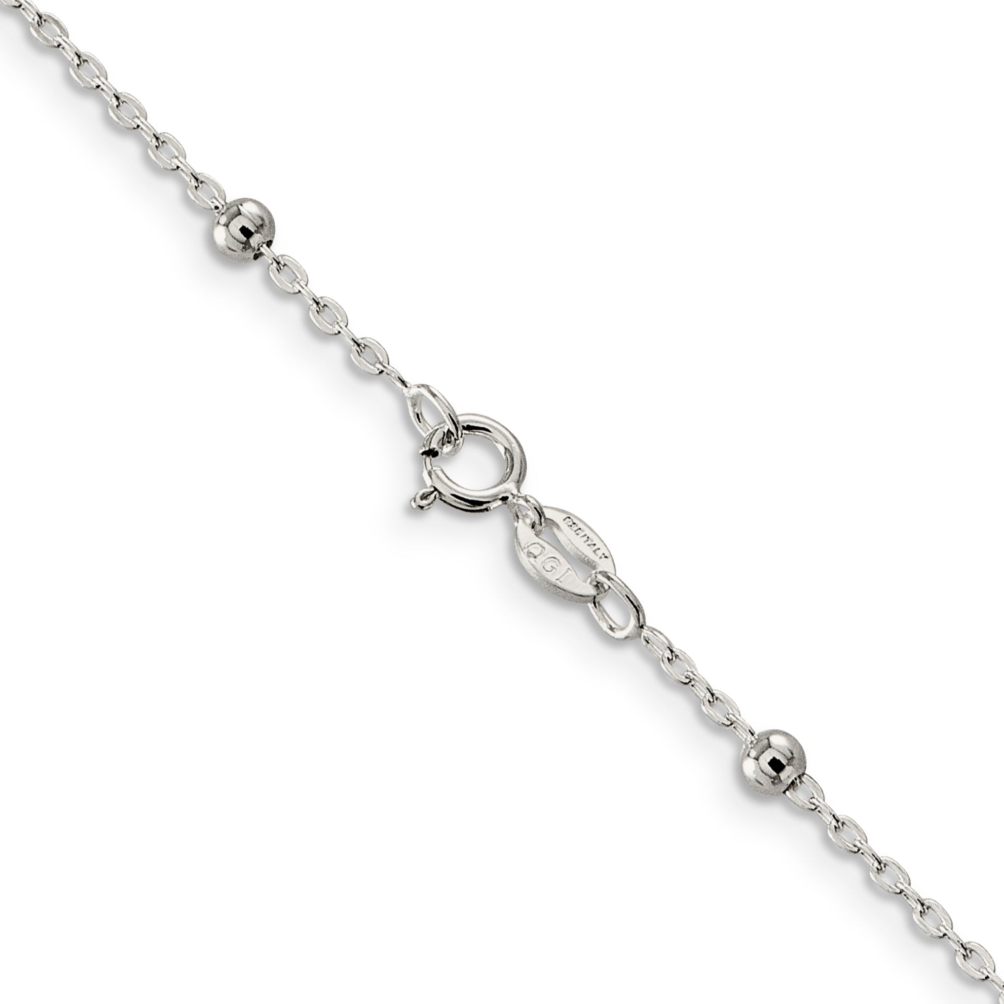 Sophia Jewelers 925 Sterling Silver Polished Beaded Chain Necklace for Women