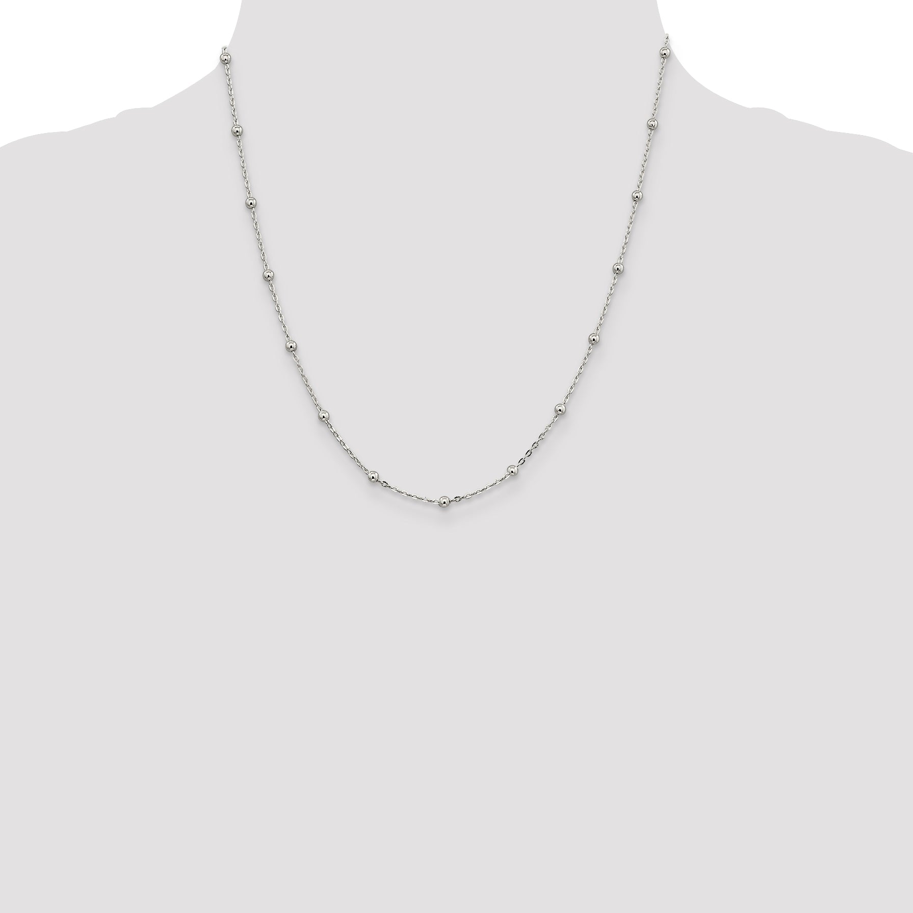 Sophia Jewelers 925 Sterling Silver Polished Beaded Chain Necklace for Women