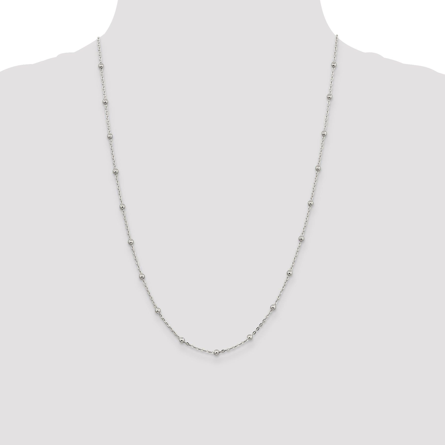 Sophia Jewelers 925 Sterling Silver Polished Beaded Chain Necklace for Women