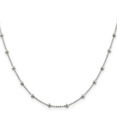 Sophia Jewelers 925 Sterling Silver Polished Diamond-Cut Beaded Chain Necklace