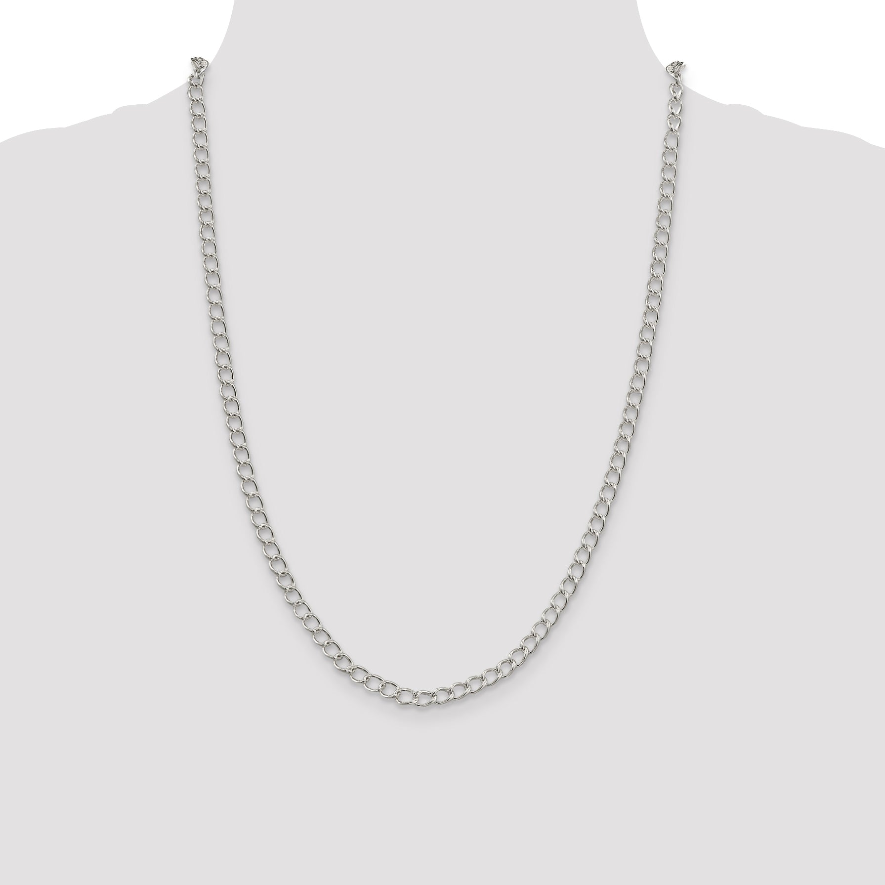 Sterling Silver 4.5mm Half round Wire Open Curb Chain