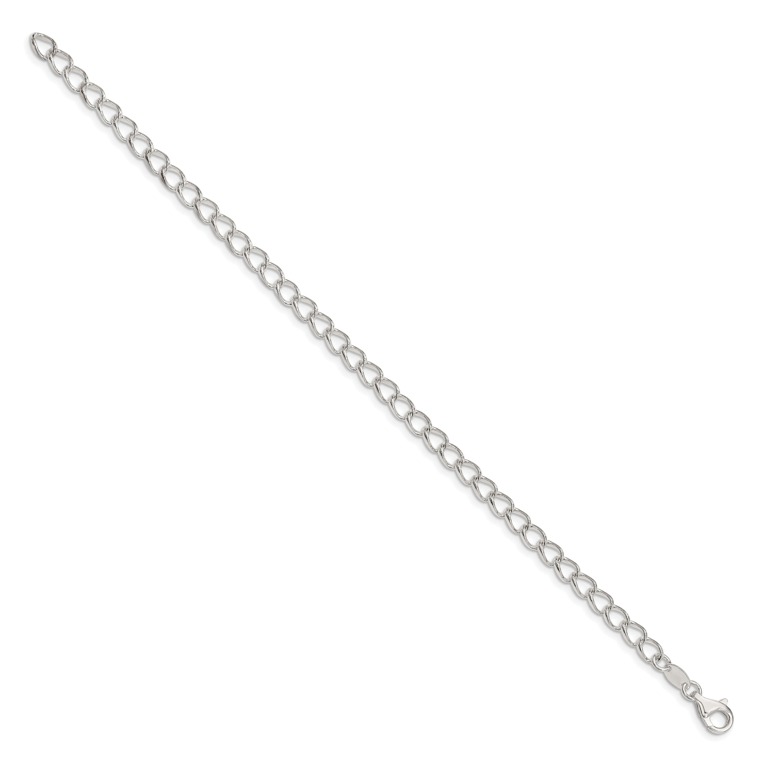 Sterling Silver 4.5mm Half round Wire Open Curb Chain