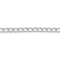 Amore La Vita Sterling Silver Rhodium-plated Polished 5.3mm 7 inch Half Round Wire Curb Chain with Fancy Lobster Clasp Charm Bracelet