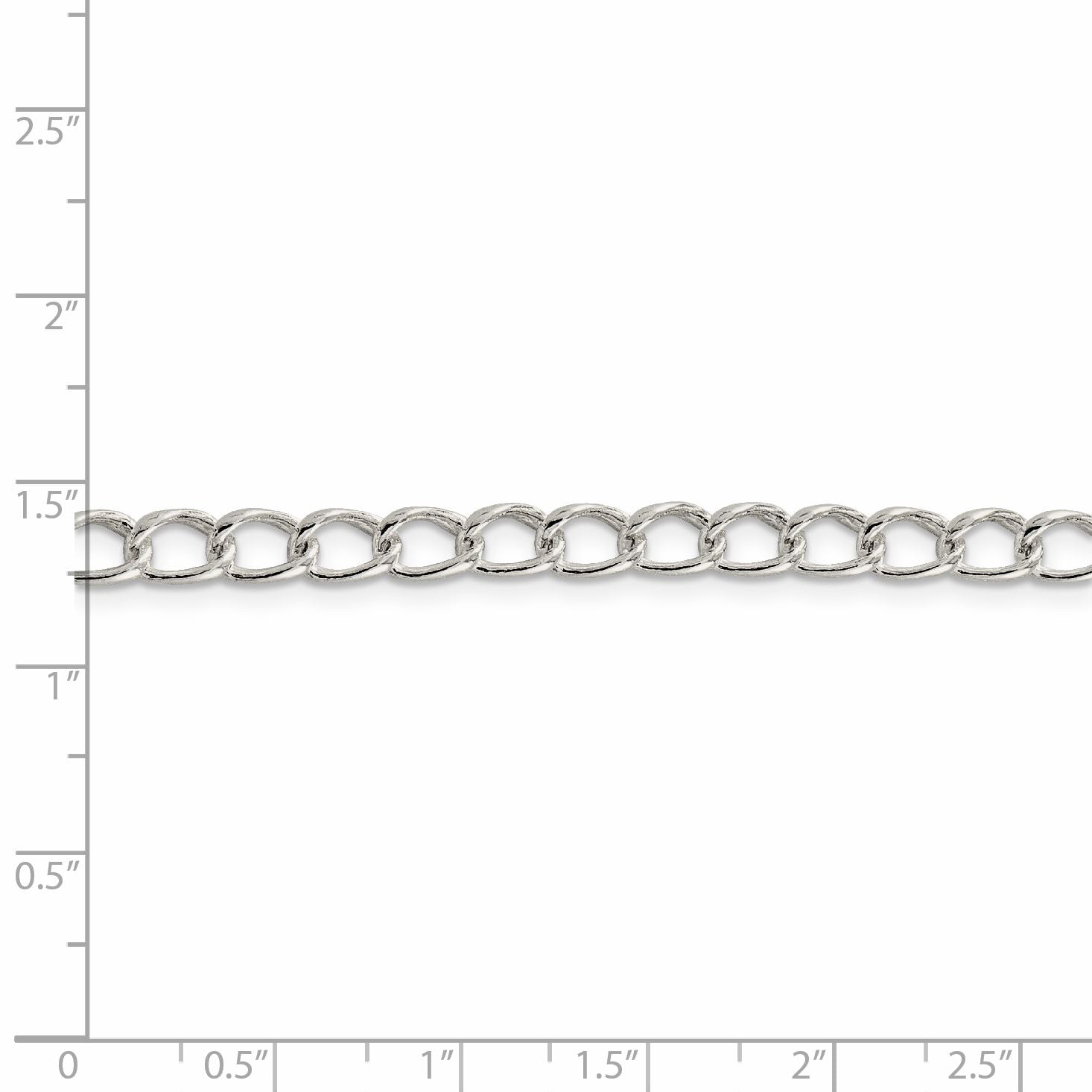 Amore La Vita Sterling Silver Rhodium-plated Polished 5.3mm 7 inch Half Round Wire Curb Chain with Fancy Lobster Clasp Charm Bracelet