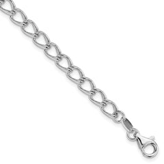 Amore La Vita Sterling Silver Rhodium-plated Polished 5.3mm 8 inch Half Round Wire Curb Chain with Fancy Lobster Clasp Charm Bracelet