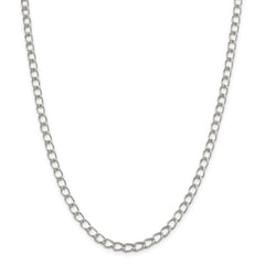 Amore La Vita Sterling Silver Rhodium-plated Polished 5.3mm 7 inch Half Round Wire Curb Chain with Fancy Lobster Clasp Charm Bracelet