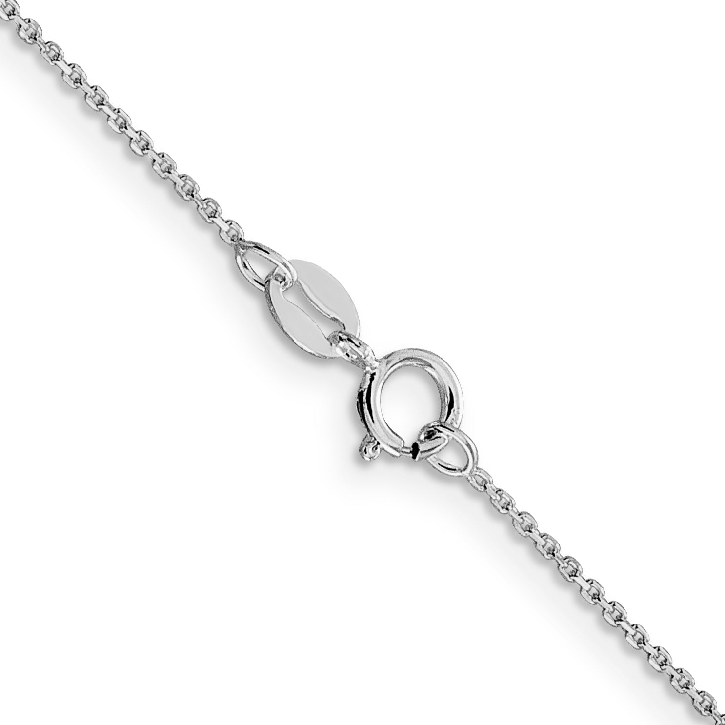 Sterling Silver Rhodium-plated 1mm 8 Sided Diamond-cut Cable Chain