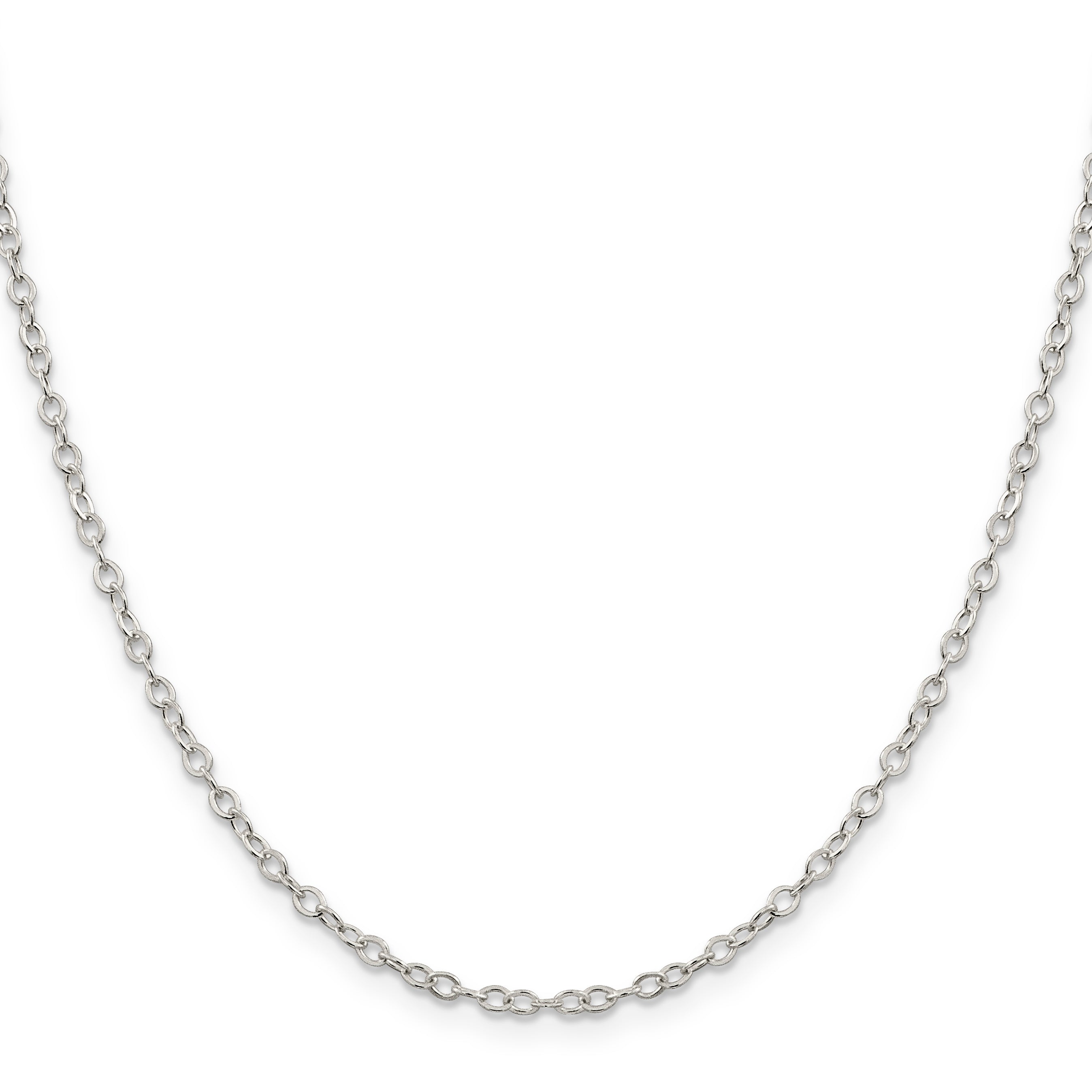 Sterling Silver 2.5mm Flat Open Oval Cable Chain