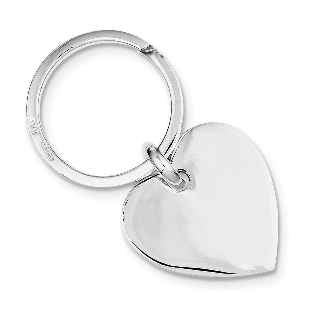 Sterling Silver Rhodium-plated Heart Key Ring