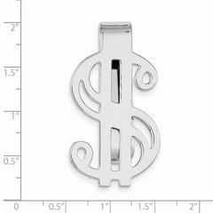 Sterling Silver Rhodium-plated Dollar Sign Money Clip