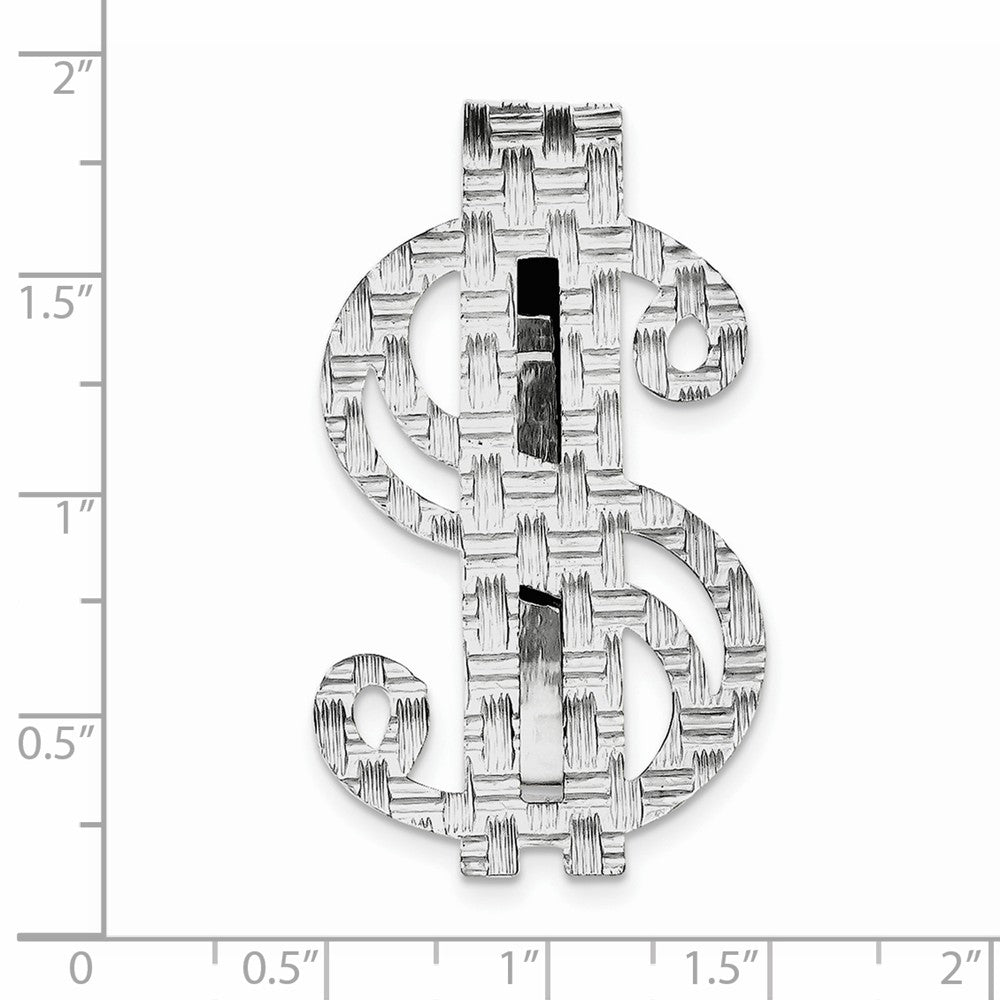 Sterling Silver Rhodium-plated Dollar Sign Money Clip