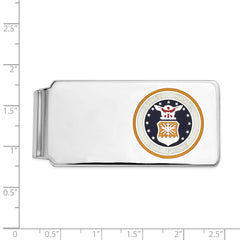 Sterling Silver Rhodium-plated U.S. Air Force Money Clip, gold background