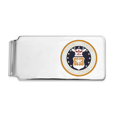 Sterling Silver Rhodium-plated U.S. Air Force Money Clip, gold background