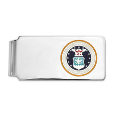 Sterling Silver Rhodium-plated U.S. Air Force Money Clip, blue background