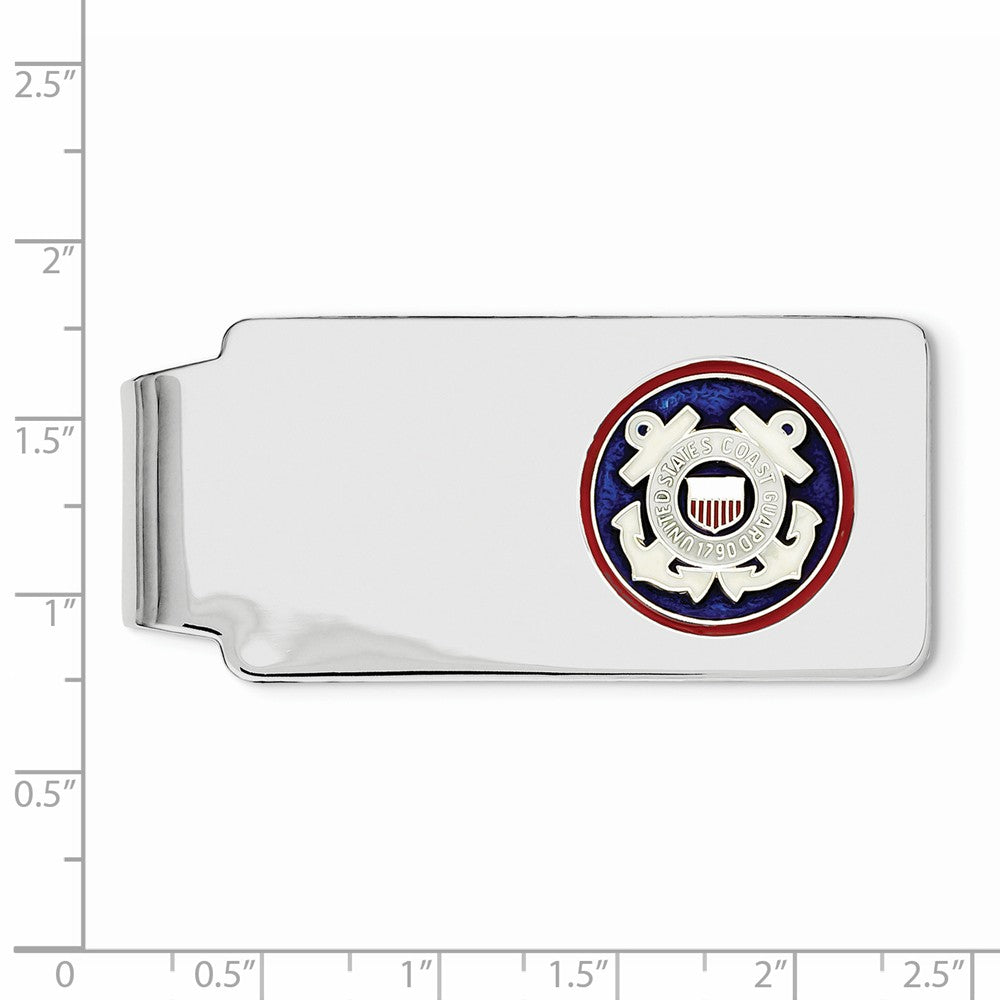 Sterling Silver Rhodium-plated U.S Coast Guard Money Clip