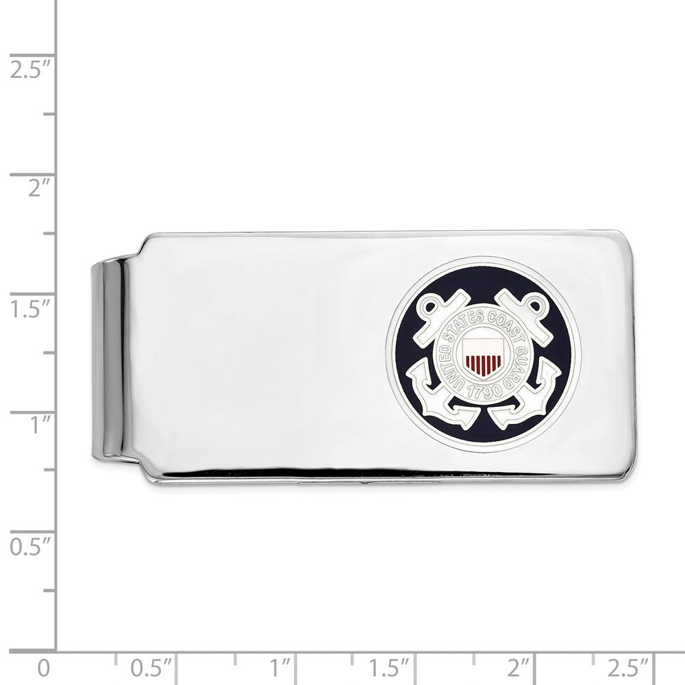 Sterling Silver Rhodium-plated U.S. Coast Guard Money Clip