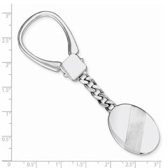 Sterling Silver Rhodium Plated Brushed & Polished Key Chain