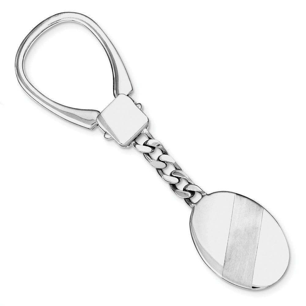 Sterling Silver Rhodium Plated Brushed & Polished Key Chain